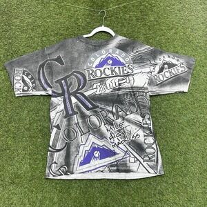 1991 Colorado Rockies AOP Shirt Mens Medium Baseball MLB Graphic 90s
